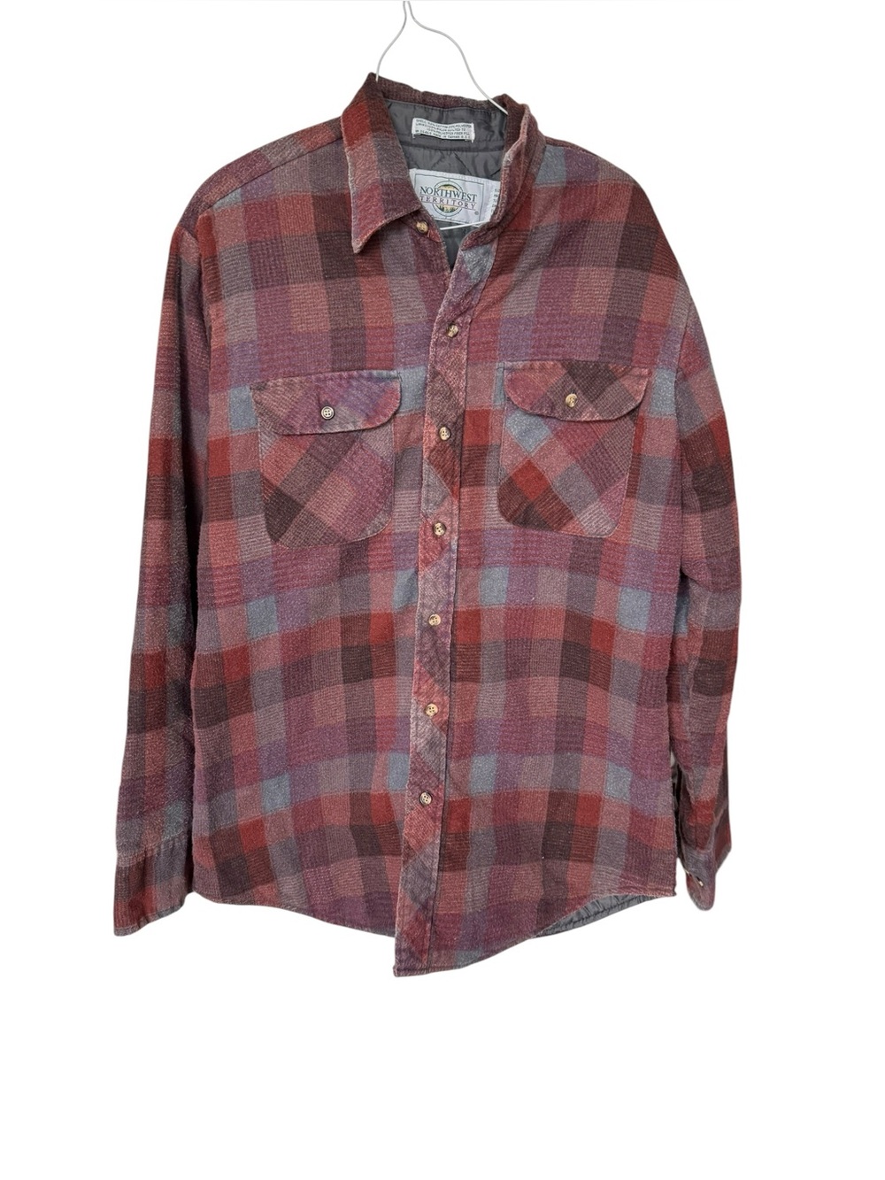 Vintage Northwest Territory Flannel Shirt Mens Quilted Lined Plaid Red Shacket M